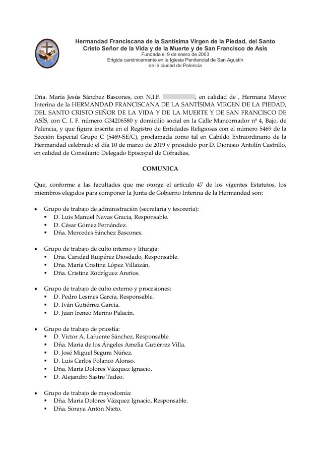Portada de Comunicacion Junta De Gobierno Interina