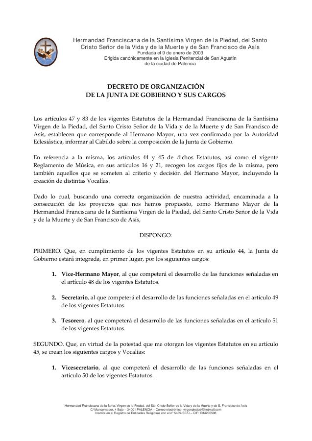 Portada de Decreto 1 Organizacion JDG