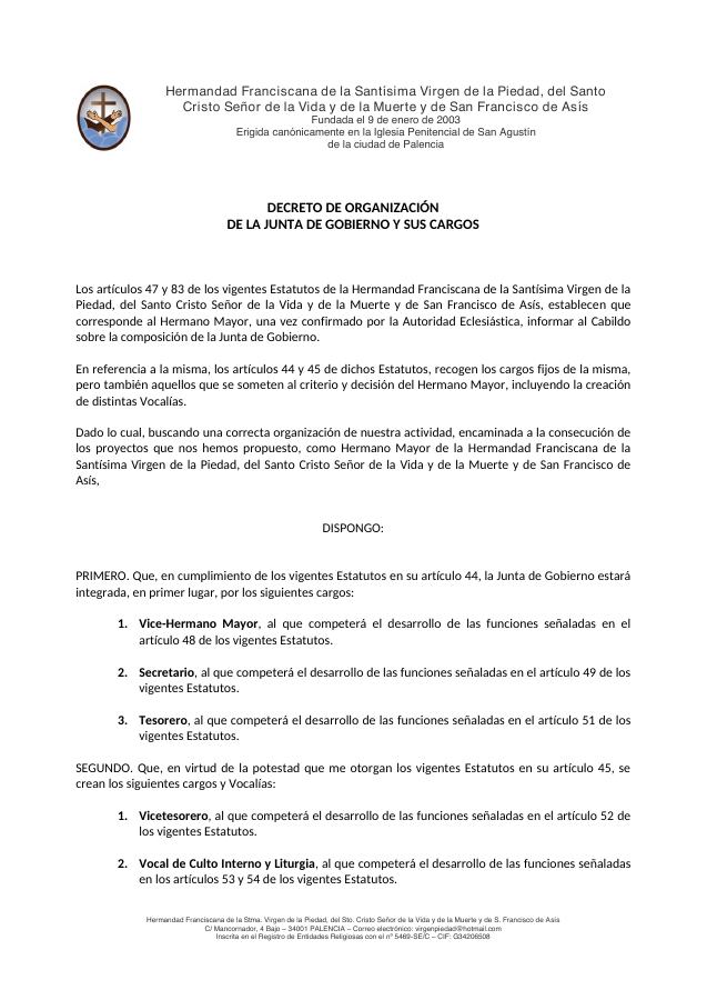Portada de Decreto 1 Organizacion JDG