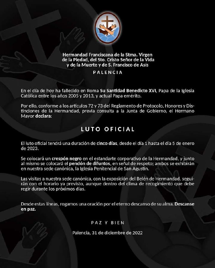 Portada de Declaración Luto Oficial