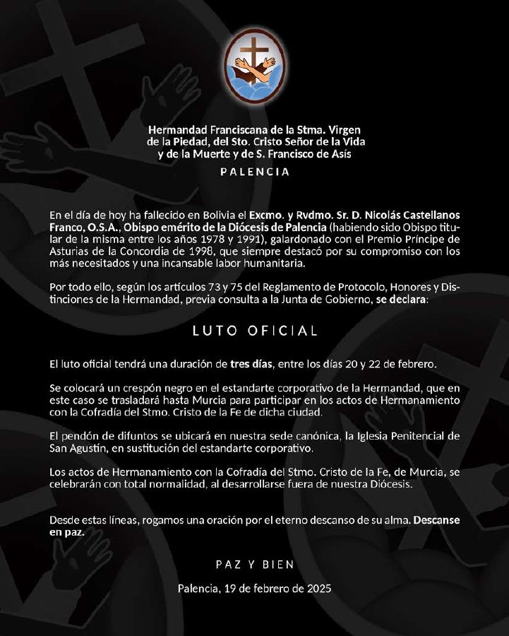 Portada de Declaración Luto Oficial