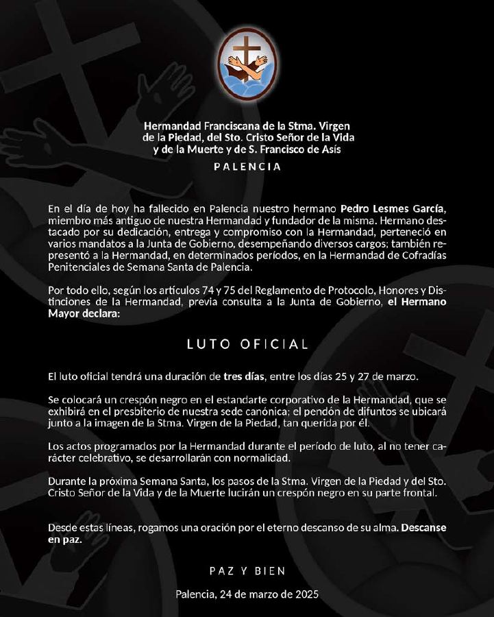 Portada de Declaración Luto Oficial
