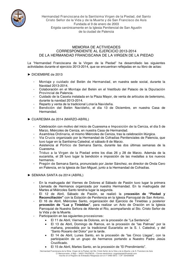 Portada de Memoria De Actividades 2014