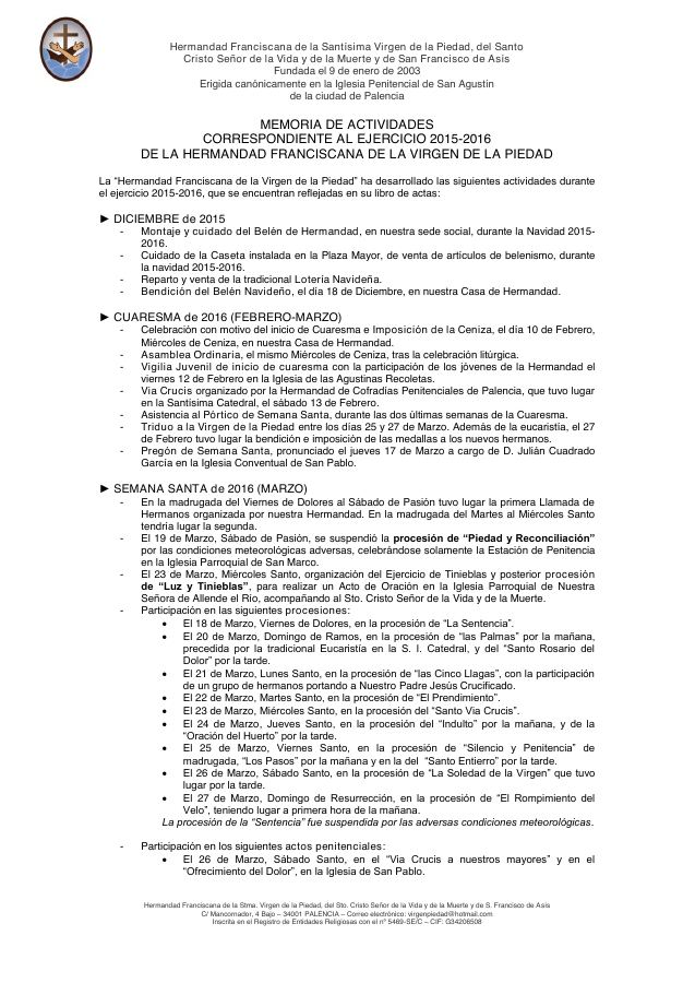 Portada de Memoria De Actividades 2016